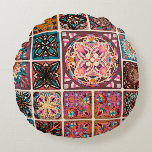 Naadloos patroon met decoratieve mandalas. Vintage Rond Kussen