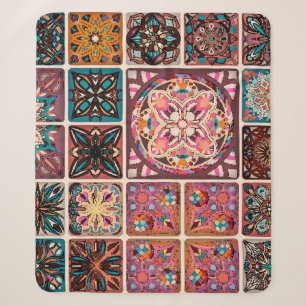 Naadloos patroon met decoratieve mandalas. Vintage Sherpa Deken