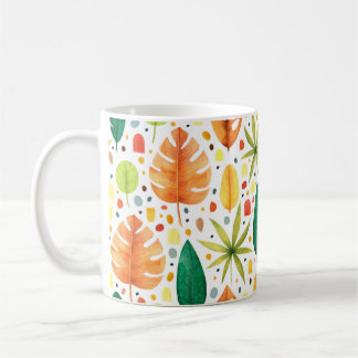 Naadloos patroon met decoratieve tropische planten koffiemok