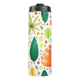 Naadloos patroon met decoratieve tropische planten thermosbeker