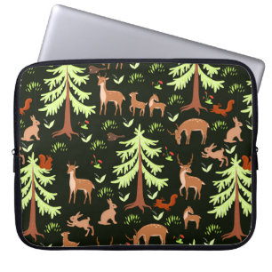 Naadloos patroon met deers in het bos. laptop sleeve