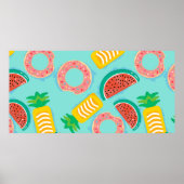 Naadloos patroon met drijvers in de pool. Pineappl Poster (Voorkant)