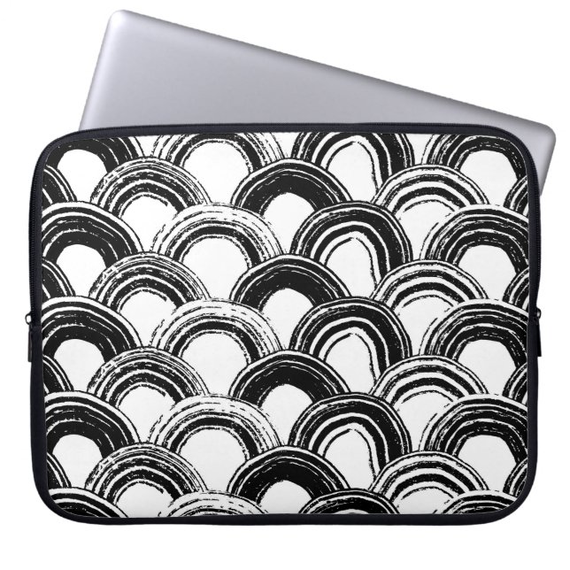  naadloos patroon met droog penseel gebogen str laptop sleeve (Voorkant)