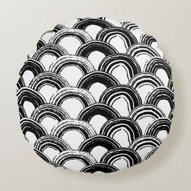  naadloos patroon met droog penseel gebogen str rond kussen (Voorkant)