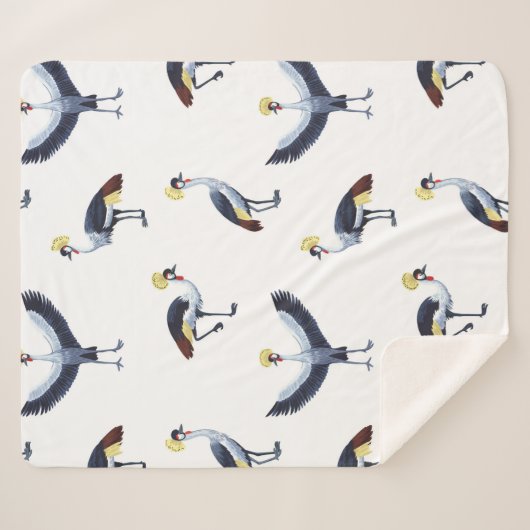  naadloos patroon met drukke kraanvogels. sherpa deken (Voorkant (horizontaal))