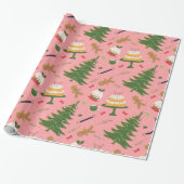 Naadloos patroon met een retro kerstboom cadeaupapier (Uitgerold)