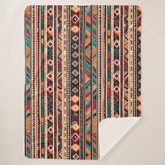 naadloos patroon met elementen, Etnische naadloos Sherpa Deken (Voorkant)