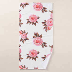 Naadloos patroon met engelse rosesprachtige, zwart badhanddoek