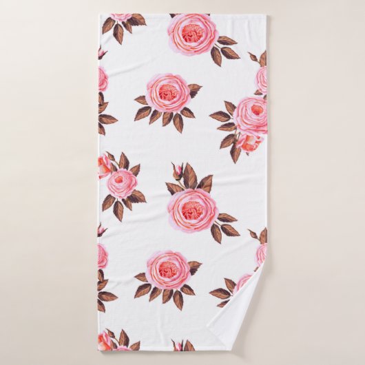 Naadloos patroon met engelse rosesprachtige, zwart badhanddoek (Badhanddoek)