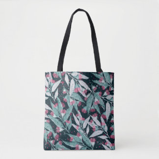 Naadloos patroon met eucalyptusbladeren en -bloem tote bag