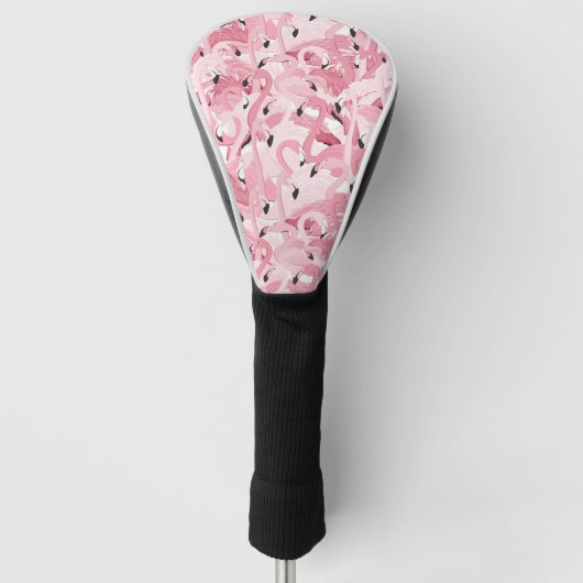 naadloos patroon met exotische roze flamingvogels golfheadcover (Voorkant)