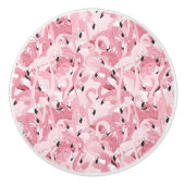 naadloos patroon met exotische roze flamingvogels keramische knop (Voorkant)