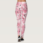 naadloos patroon met exotische roze flamingvogels leggings (Achterkant)