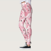naadloos patroon met exotische roze flamingvogels leggings (Links)