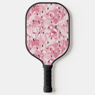 naadloos patroon met exotische roze flamingvogels pickleball paddle