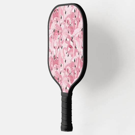 naadloos patroon met exotische roze flamingvogels pickleball paddle (Links)
