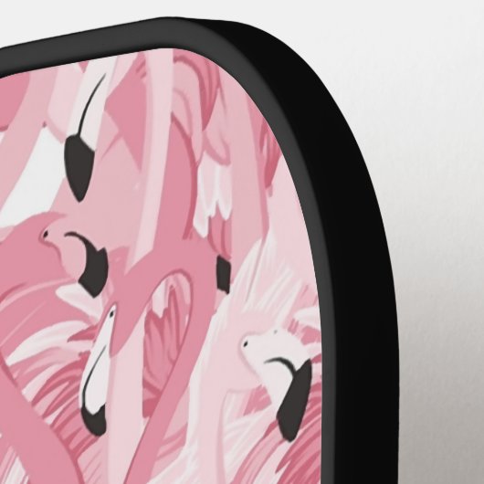 naadloos patroon met exotische roze flamingvogels pickleball paddle (Links Detail)