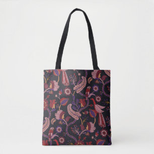 Naadloos patroon met fantasiebloemen, natuurlijke  tote bag