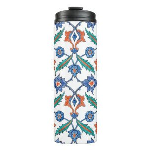 Naadloos patroon met florale versiering die me nab thermosbeker