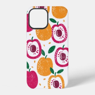 Naadloos patroon met fruit. Gestempelde textuur. iPhone 12 Hoesje