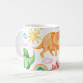 Naadloos patroon met gekleurde dinosaurussen, rege koffiemok (Voorkant links)
