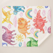 Naadloos patroon met gekleurde dinosaurussen, rege sherpa deken (Voorkant (horizontaal))