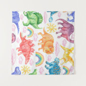 Naadloos patroon met gekleurde dinosaurussen, rege wandkleed (Voorkant (horizontaal))