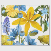Naadloos patroon met gele blauwe bloemen. cadeaupapier (Vlak)
