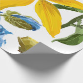 Naadloos patroon met gele blauwe bloemen. cadeaupapier (Hoek)