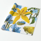 Naadloos patroon met gele blauwe bloemen. cadeaupapier (Uitgerold)