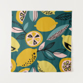  naadloos patroon met gele citroenen, vertakking wandkleed (Voorkant (horizontaal))