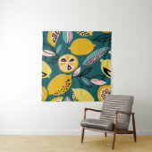  naadloos patroon met gele citroenen, vertakking wandkleed (In Situ (horizontaal))