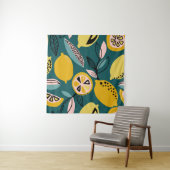  naadloos patroon met gele citroenen, vertakking wandkleed (In situ)