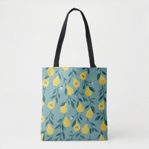 Naadloos patroon met gele peren. Fruitboomgaard Tote Bag