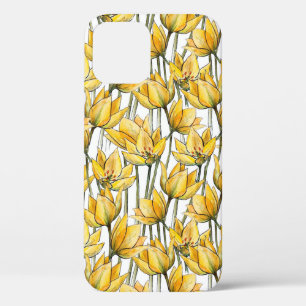 Naadloos patroon met gele tulpen op een witte acht Case-Mate iPhone case