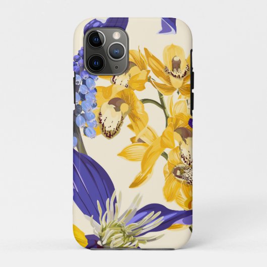 Naadloos patroon met gele violette bloemen. Case-Mate iPhone case (Achterkant)