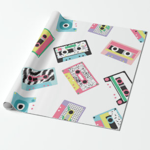 Naadloos patroon met geluidstapes in retro 80s sto cadeaupapier