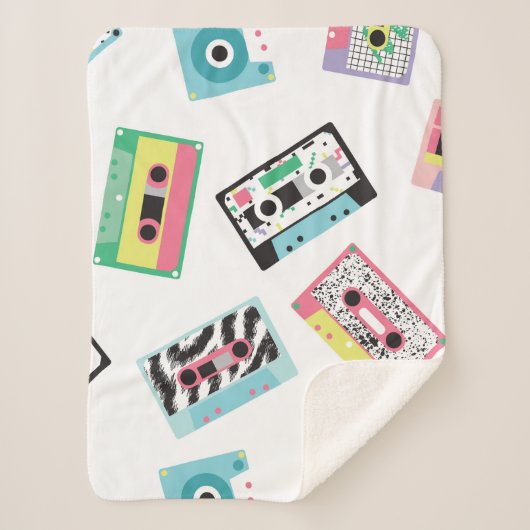 Naadloos patroon met geluidstapes in retro 80s sto sherpa deken (Voorkant)