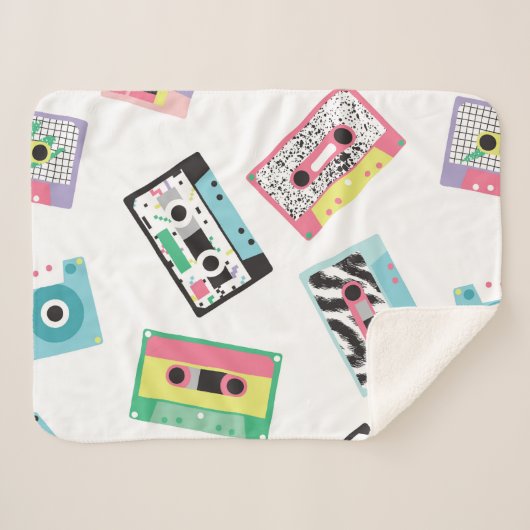 Naadloos patroon met geluidstapes in retro 80s sto sherpa deken (Voorkant (horizontaal))