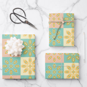 Naadloos patroon met geometrische bloemmotieven inpakpapier vel