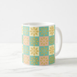 Naadloos patroon met geometrische bloemmotieven koffiemok
