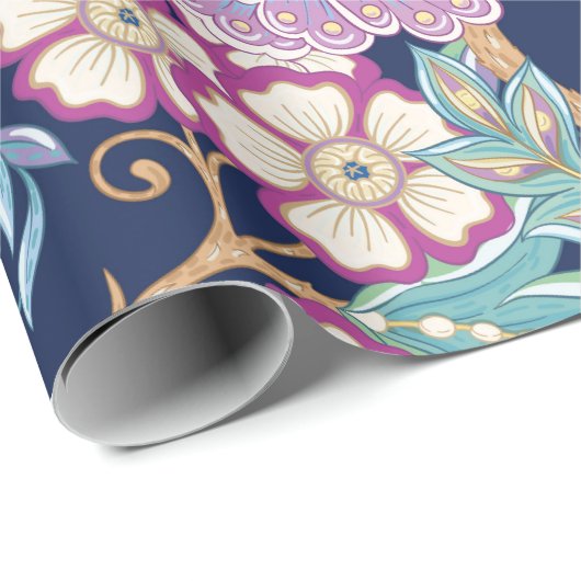 Naadloos patroon met gestileerde sierbloemen cadeaupapier (Rol Hoek)