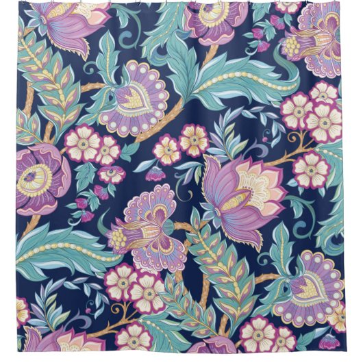 Naadloos patroon met gestileerde sierbloemen douchegordijn (Voorkant)