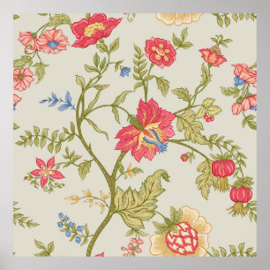 Naadloos patroon met gestileerde sierbloemen poster