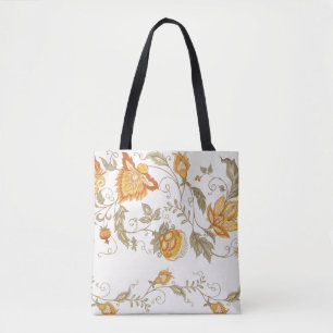 Naadloos patroon met gestileerde sierbloemen tote bag