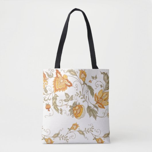 Naadloos patroon met gestileerde sierbloemen tote bag (Voorkant)