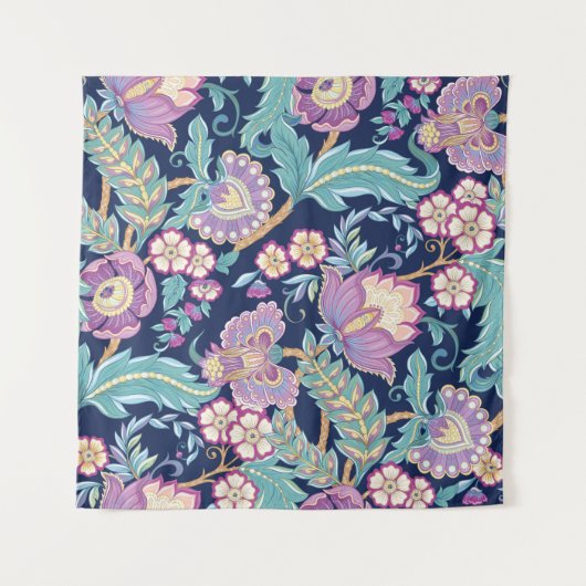 Naadloos patroon met gestileerde sierbloemen wandkleed (Voorkant)