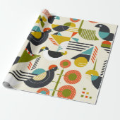 Naadloos patroon met gestileerde vogels in retro b cadeaupapier (Uitgerold)