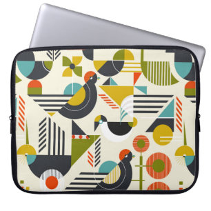 Naadloos patroon met gestileerde vogels in retro b laptop sleeve