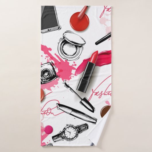 Naadloos patroon met geverfde make-up badhanddoek (Badhanddoek)